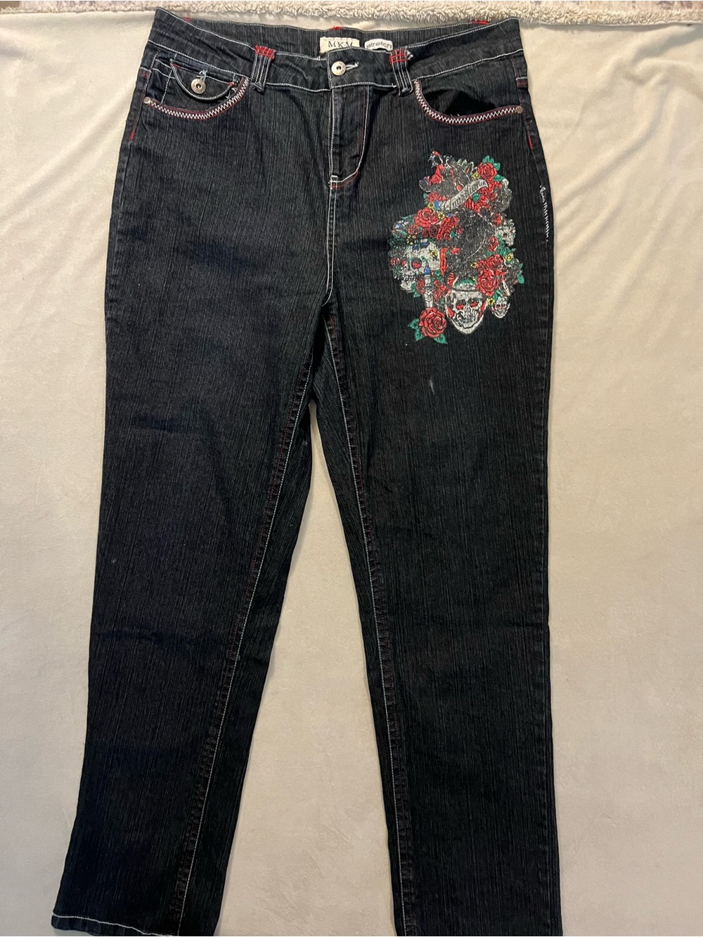Y2K streetwear MKM grunge style black jeans